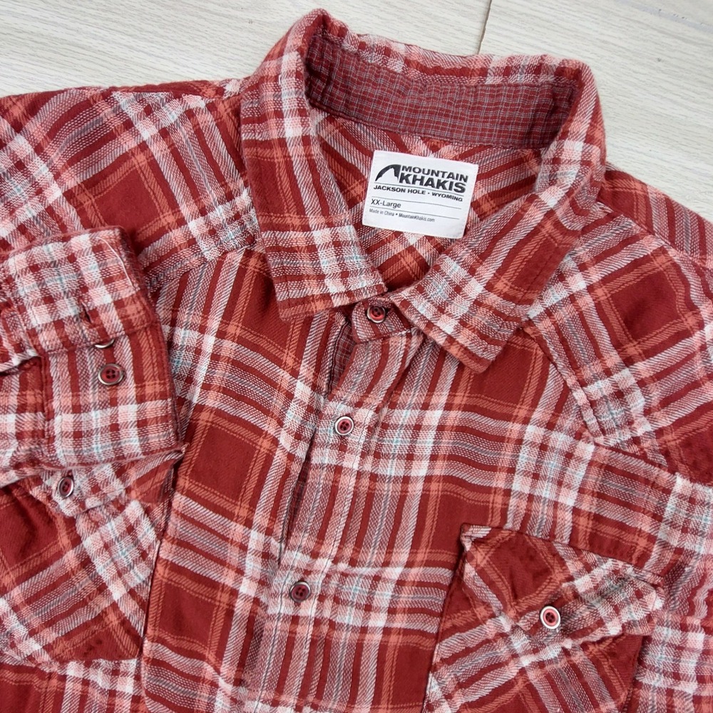 Mountain Khakis Plaid Shirt Mens XXL Red White Western Cotton Flannel Workwear